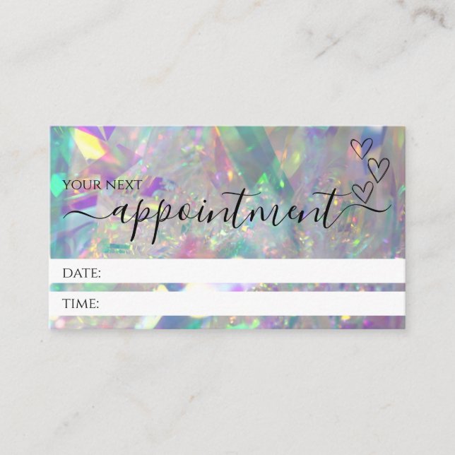 Iridescent Tinsel Modern Business Appointment Card (Front)