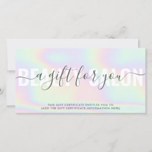 Iridescent trendy gradient rainbow salon gift card