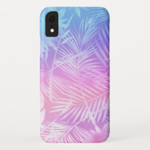 Iridescent Tropical Leaves Pattern iPhone XR Case