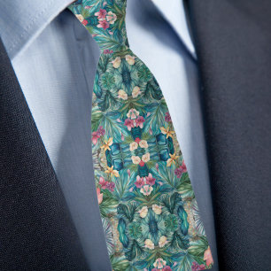 Iridescent Tropical Pattern Tie
