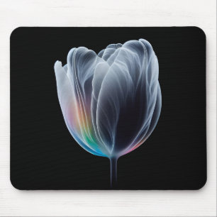 Iridescent Tulip On Black Mouse Mat