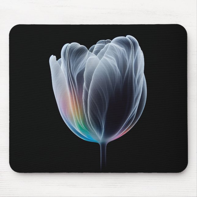 Iridescent Tulip On Black Mouse Mat (Front)