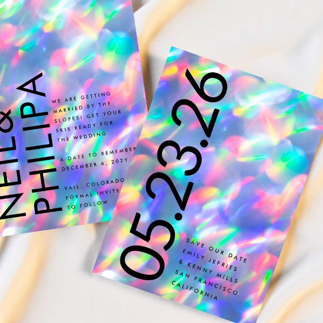 Iridescent Ultra Modern Bold DATE non Photo Save The Date (Creator Uploaded)