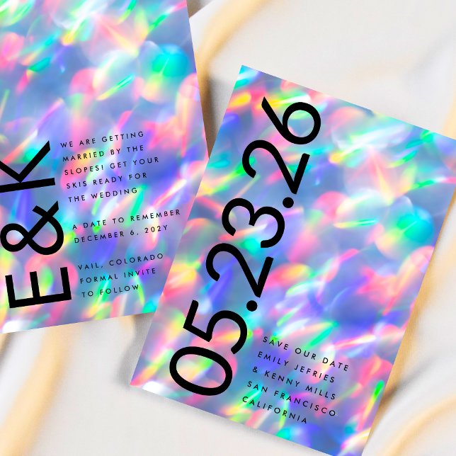 Iridescent Ultra Modern Bold DATE non Photo Save The Date (Creator Uploaded)