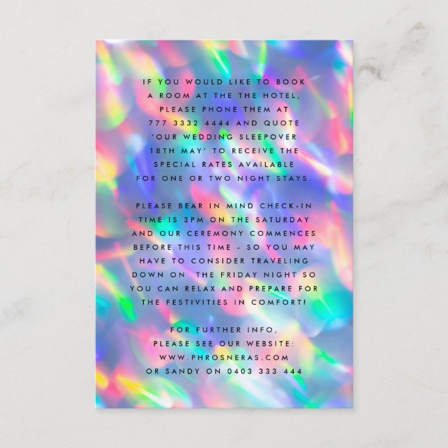 Iridescent Ultra Modern Monogram Wedding Enclosure Card (Front)