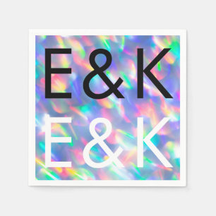 Iridescent Ultra Modern Monogram Wedding Napkin