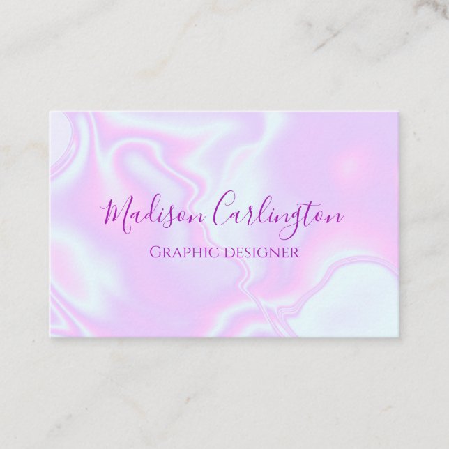 iridescent unicorn skin faux holographic texture business card (Front)