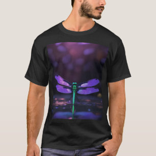 Iridescent Violet Dragonfly 3D Logo T-Shirt