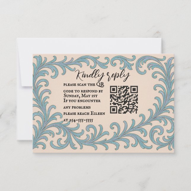 Iridescent Vow QR Code Wedding RSVP Card (Front)
