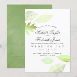 Iridescent Watercolor Autumn Leaves Wedding Invite