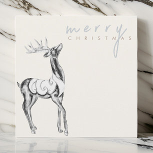 Iridescent Watercolor Reindeer Merry Christmas  Holiday Card