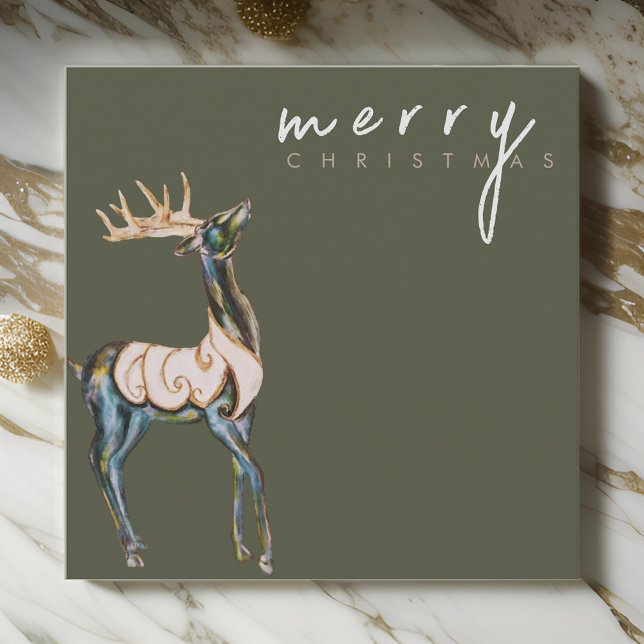 Iridescent Watercolor Reindeer Merry Christmas  Holiday Card (Creator Uploaded)