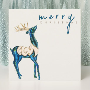Iridescent Watercolor Reindeer Merry Christmas  Holiday Card