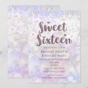 Iridescent White Sparkle Sweet 16 Party Invitation