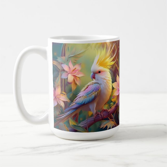 Iridescent Wing Cockatiel Fantasy Bird Coffee Mug (Left)
