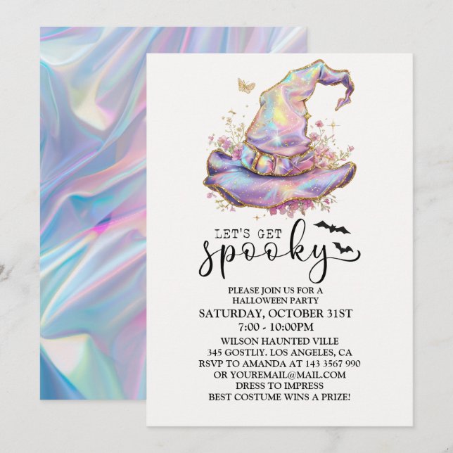 Iridescent Witch Hat Halloween  Invitation (Front/Back)