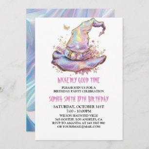 Iridescent Witch Hat Wickedly Good Time Birthday  Invitation