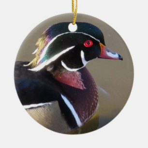 Iridescent Wood Duck Ceramic Tree Decoration