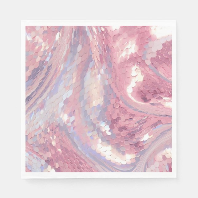 Iridesecent Pink and Purple Sequin Napkin (Front)