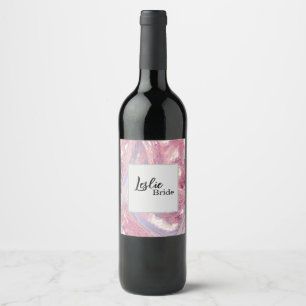 Iridesecent Pink and Purple Sequin Wine Label