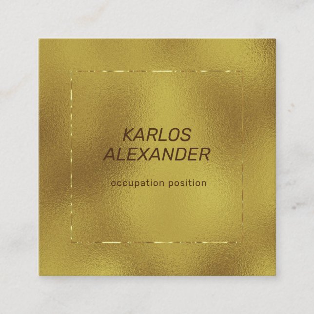 Irindecent shimmering gold background square business card (Front)