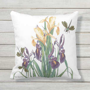 Iris and Dragonflies Cushion