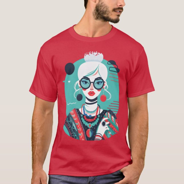 Iris Apfel with Jewelry Iconic Accessories retro T-Shirt (Front)