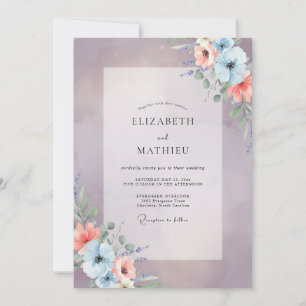Iris Apricot Painted Wedding Invitation