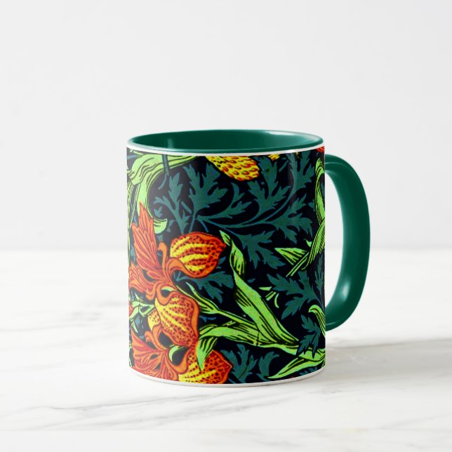 Iris, beautiful floral pattern by William Morris Mug (Front Right)