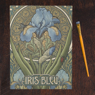 Iris Bleu French Style Art Nouveau Blue Irises Tissue Paper