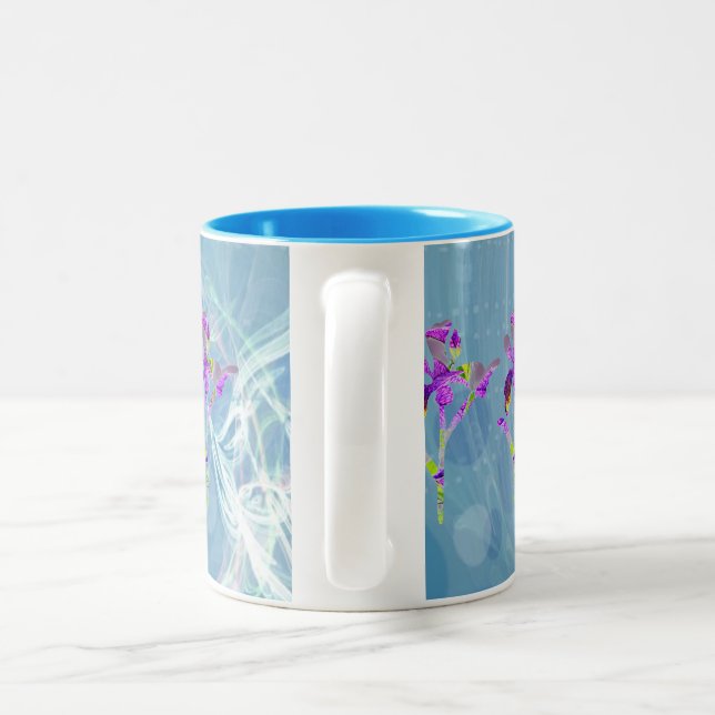 Iris (Blue Fractual) ~ Floral Coffee Mug (Handle)