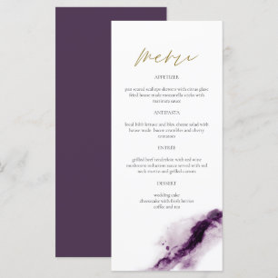 IRIS   Boho Plum Purple Gold Splash Menu Card