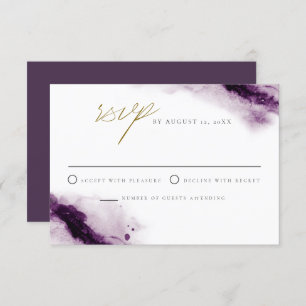 IRIS Boho Plum Purple Gold Splash RSVP Card