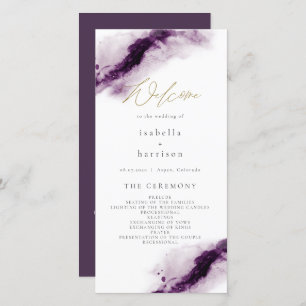 IRIS   Boho Plum Purple Watercolor Splash Program Thank You Card