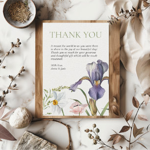 Iris Botanical Lavender Floral Blush Wedding  Thank You Card
