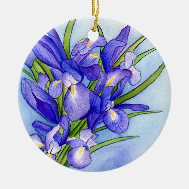 Iris Bouquet Flower Art Painting Ornament Pendant (Front)