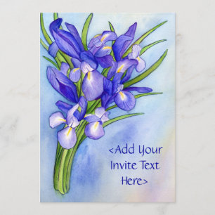 Iris Bouquet Flower Painting Invitation