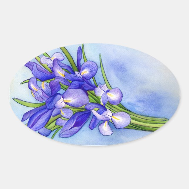 Iris Bouquet Flower Painting Sticker (Front)