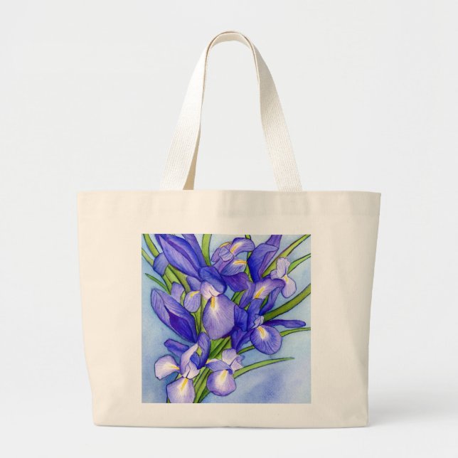 Iris Bouquet Flower Painting Tote Bag (Front)