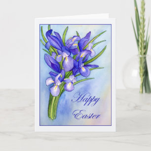 Iris Bouquet "Happy Easter" Greeting Card