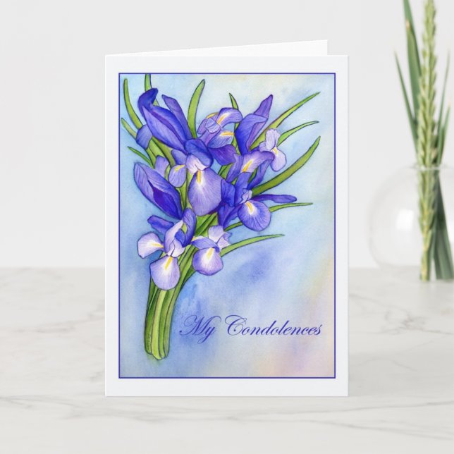 Iris Bouquet "My Condolences" Greeting Card (Front)