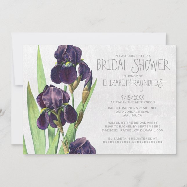Iris Bridal Shower Invitations (Front)