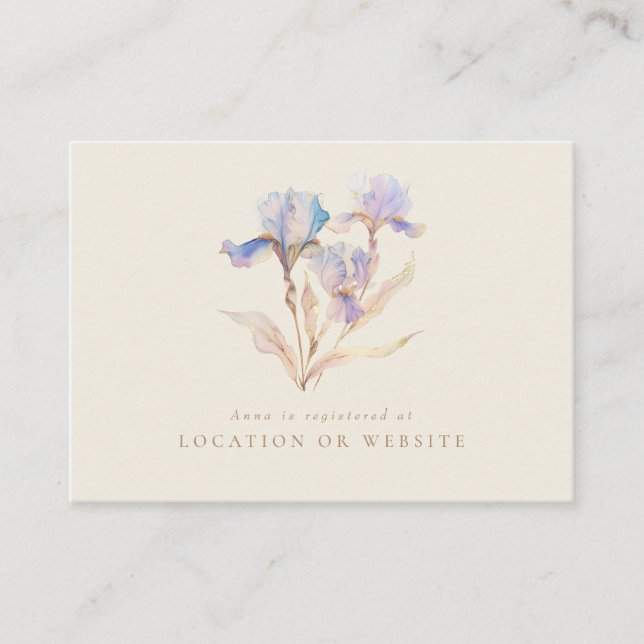 Iris Bridal Shower Registry Enclosure Card (Front)