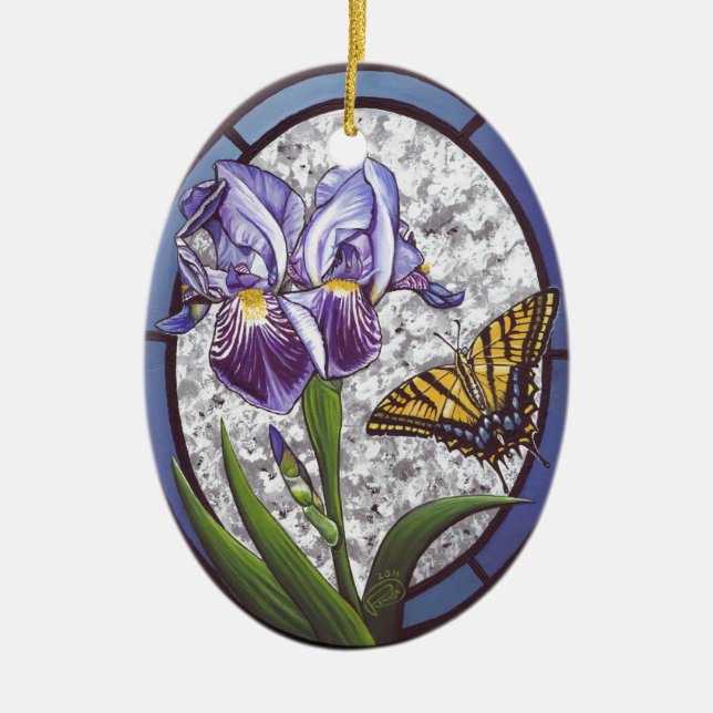 Iris Ceramic Tree Decoration (Front)