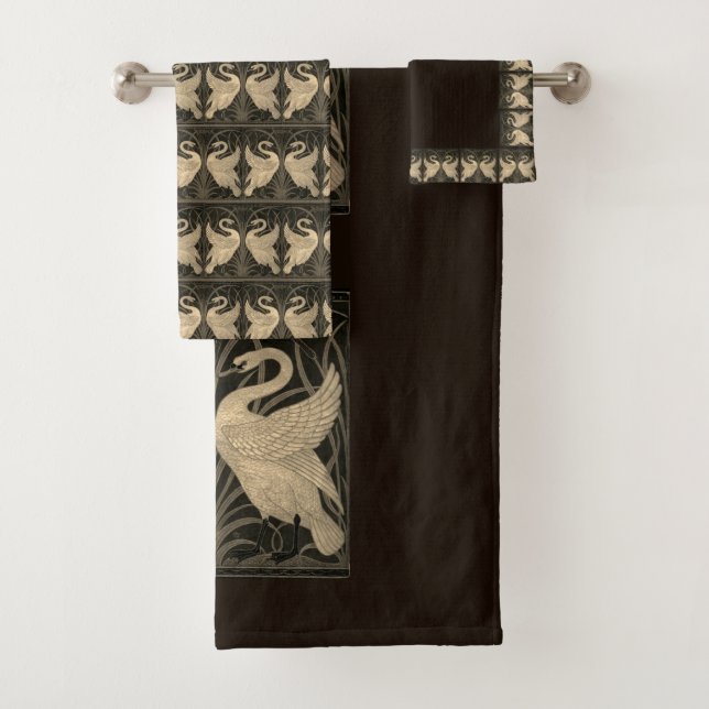  Iris Crane Deep Brown Sepia Bath Towel Set (Insitu)