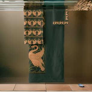 Iris Crane Green Gold Bath Towel Set