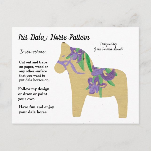 Iris Dala Horse Pattern to Share Holiday Postcard (Front)