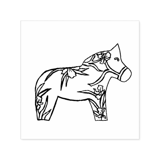 Iris Dala Horse Self Inking Rubber Stamp (Design)