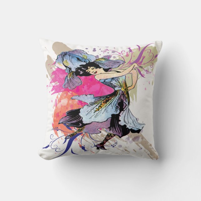 Iris Dancing Fairy Lady Vintage Abstract Art Cushion (Front)