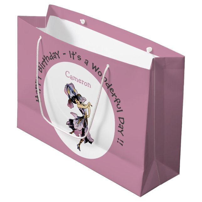 Iris - Fleur-de-Lis Whimsical Flower Party Supply Large Gift Bag (Front Angled)